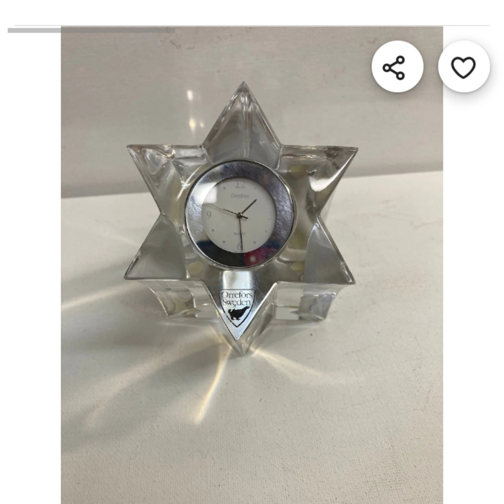 Orrefors Sweden Meteor Clock ES21303 4 3/8 X 3 1/8" New In Box